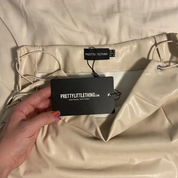 2/$15 NWT PrettyLittleThing Stone Leather Lace Up Mini Skirt - Picture 9 of 13
